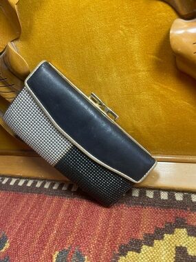 Whiting & Davis Black and Silver Evening Clutch Classic Vintage